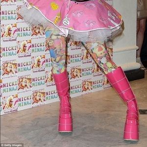 Hot pink Demonia patent stack platform boots size9